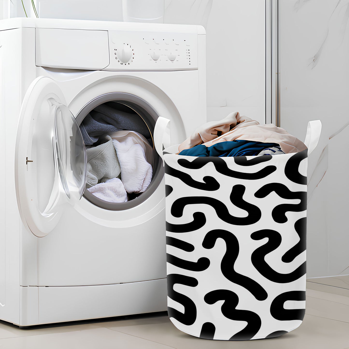 Abstract Curves Laundry Basket