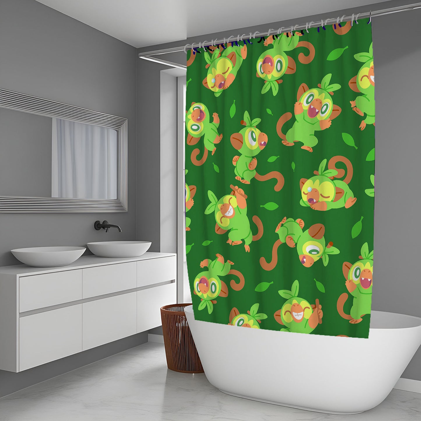 Versiris Green Pokemon Shower Curtain