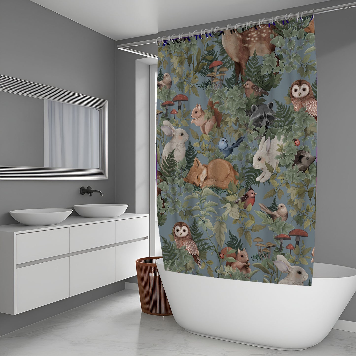 Woodlads Full Of Great Animals Shower Curtain