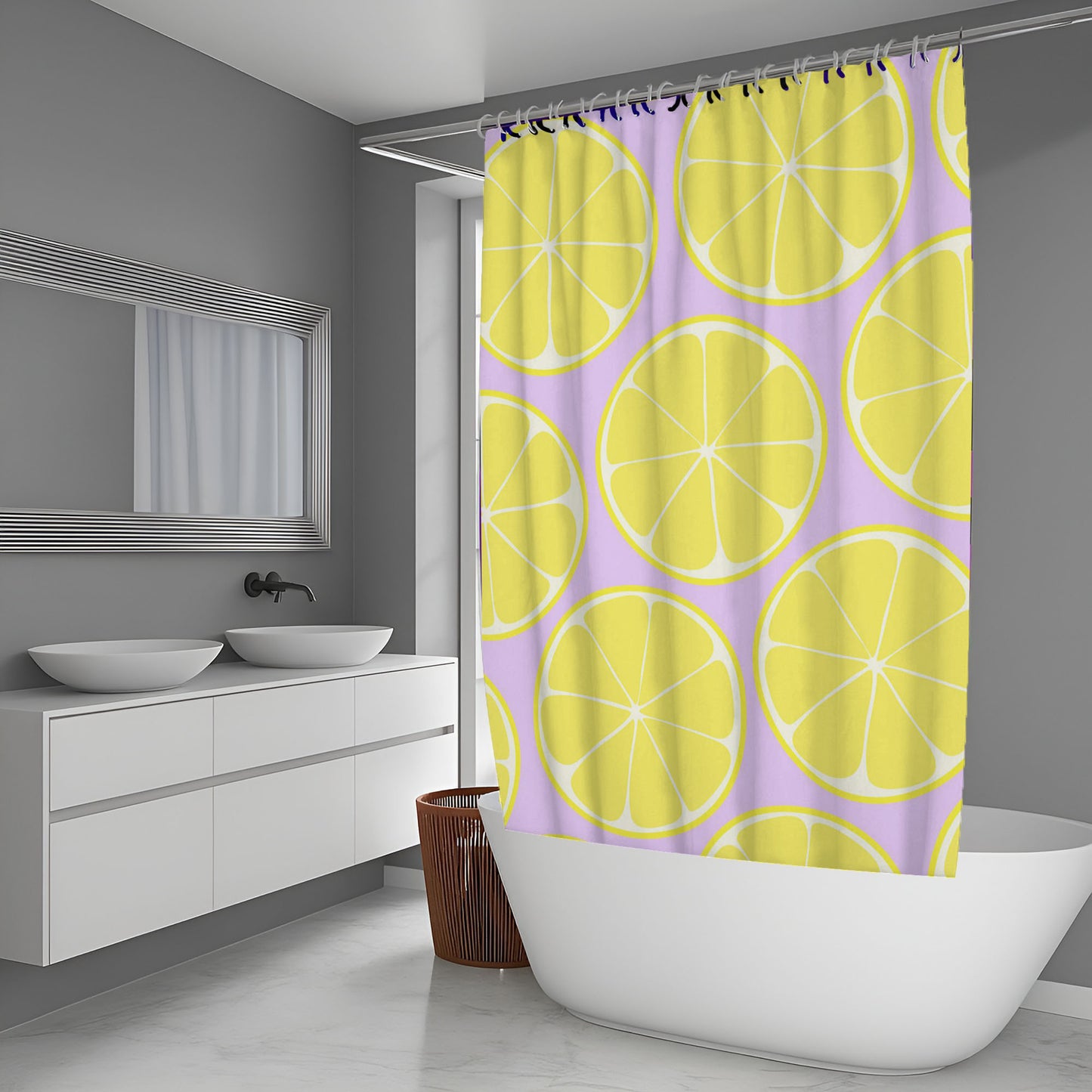 Yellow Lemon Fruit Shower Curtain