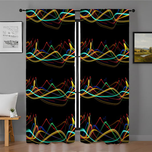 Abstract Motion Of Neon Light Window Curtain