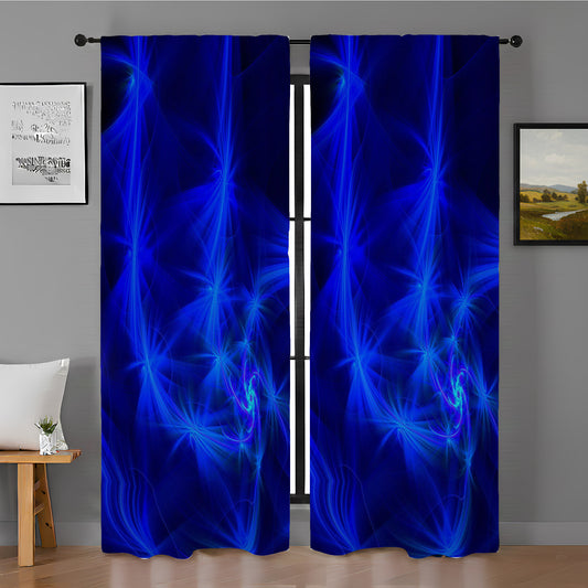 Abstract Pattern Blue Neon Window Curtain