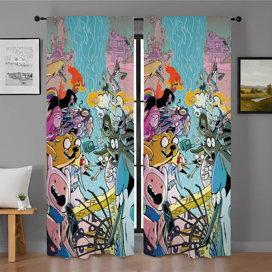 Adventure Time Cartoon Poster Window Curtain