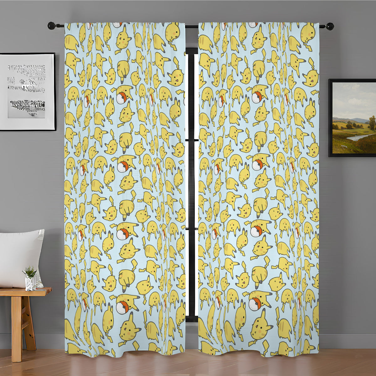 Chibi Of Pikachu From Pokemon Window Curtain – vessette