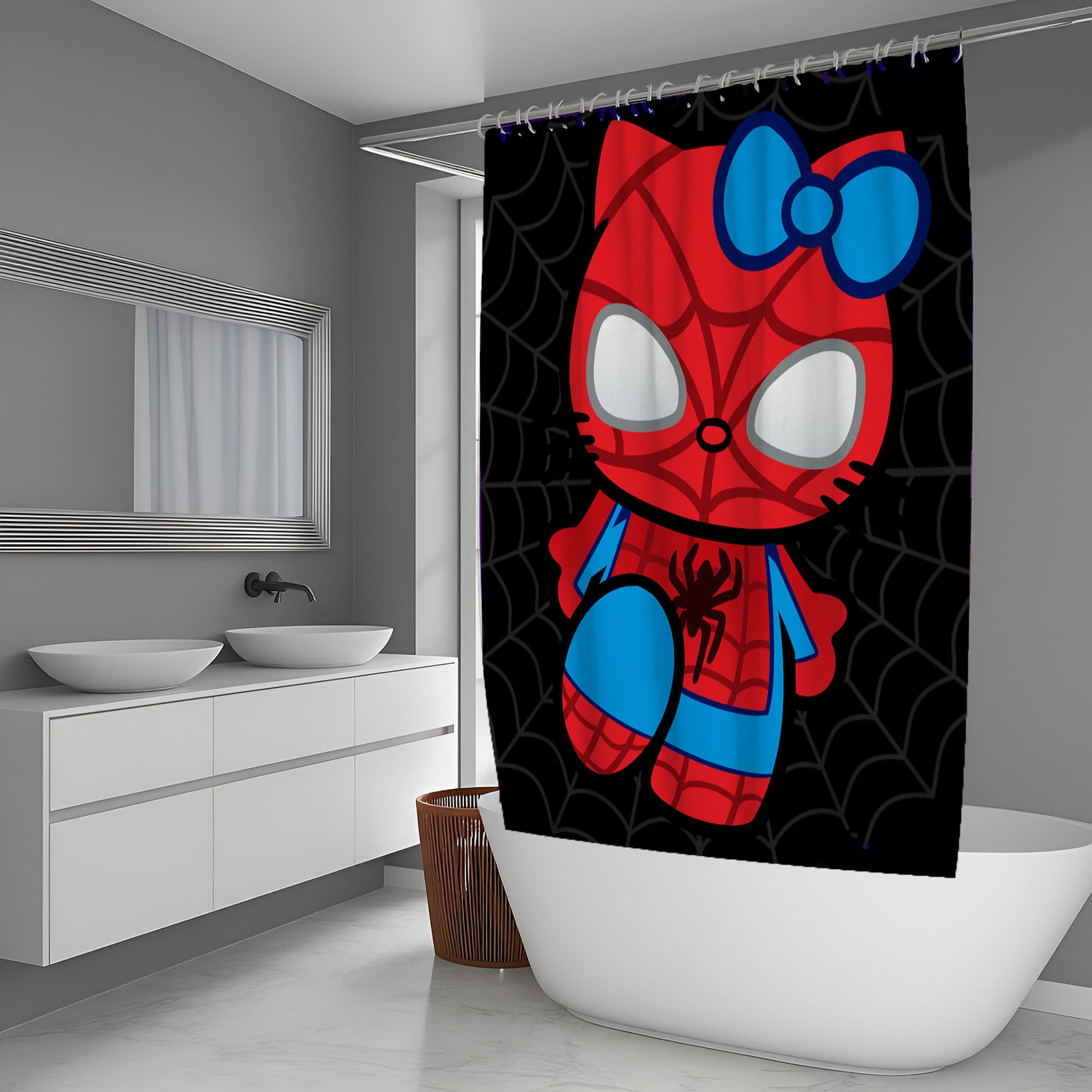 Spiderman (Hello Kitty) Shower Curtain
