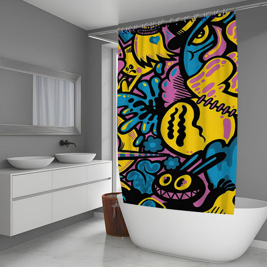 Vibrant Abstract Street Art Doodle Shower Curtain