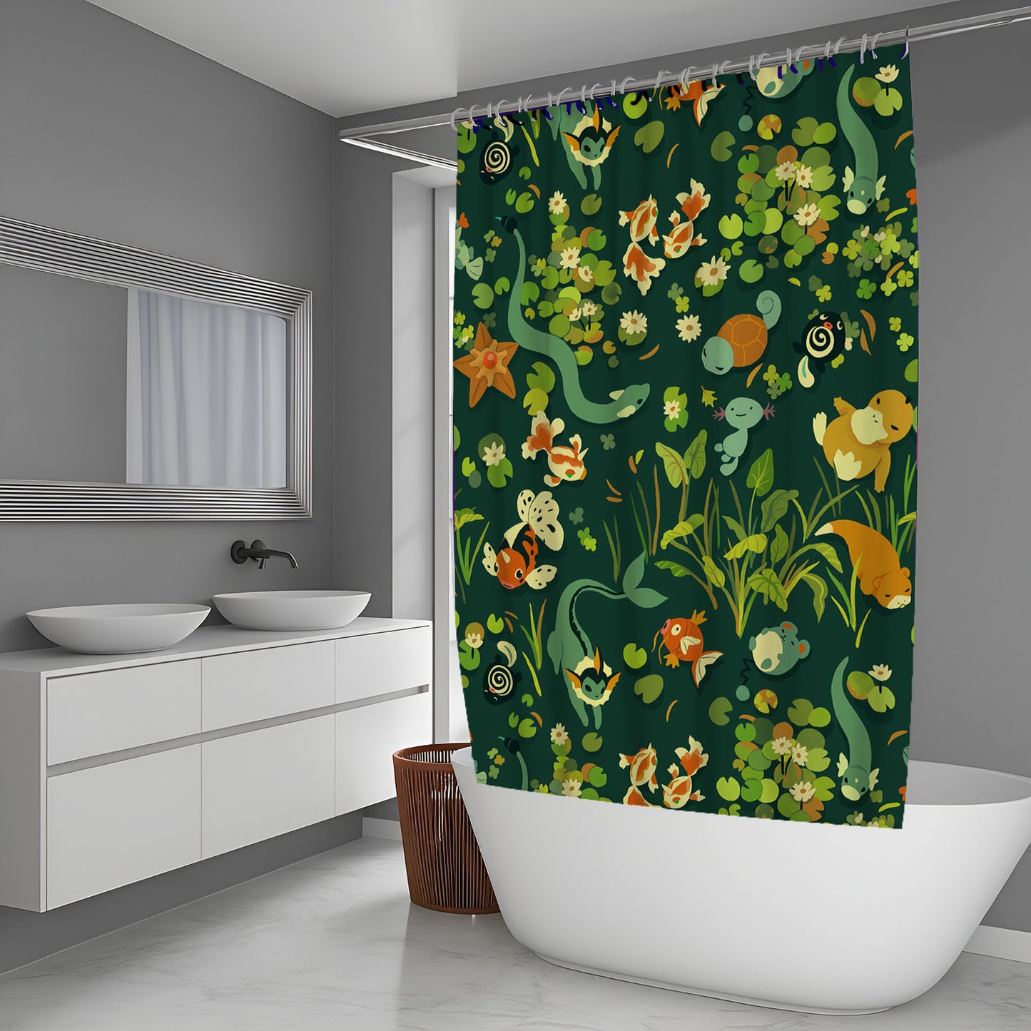 Water Pokemon Species Art Shower Curtain