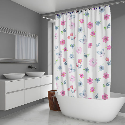 Watercolor Flower Painting And Flower Shower Curtain