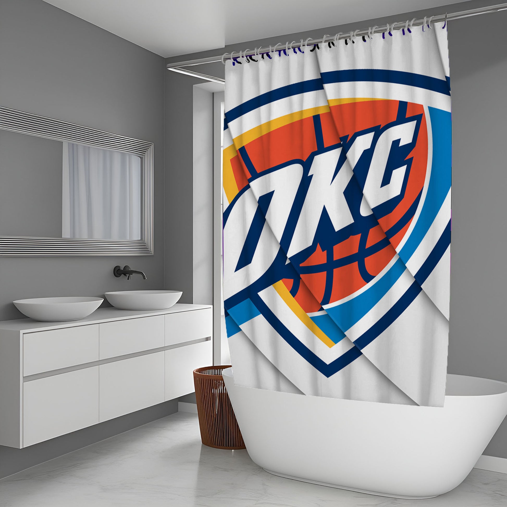 Wave Oklahoma City Thunder White Shower Curtain