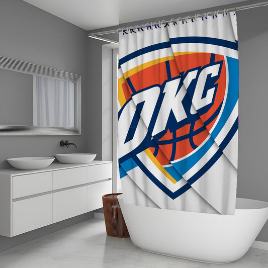Wave Oklahoma City Thunder White Shower Curtain