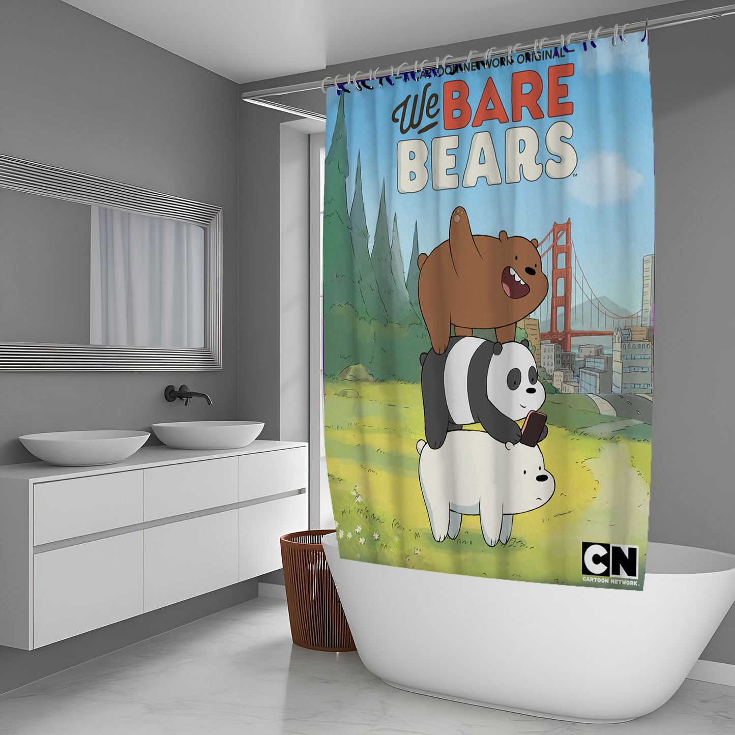 We Bare Bears Icons Shower Curtain