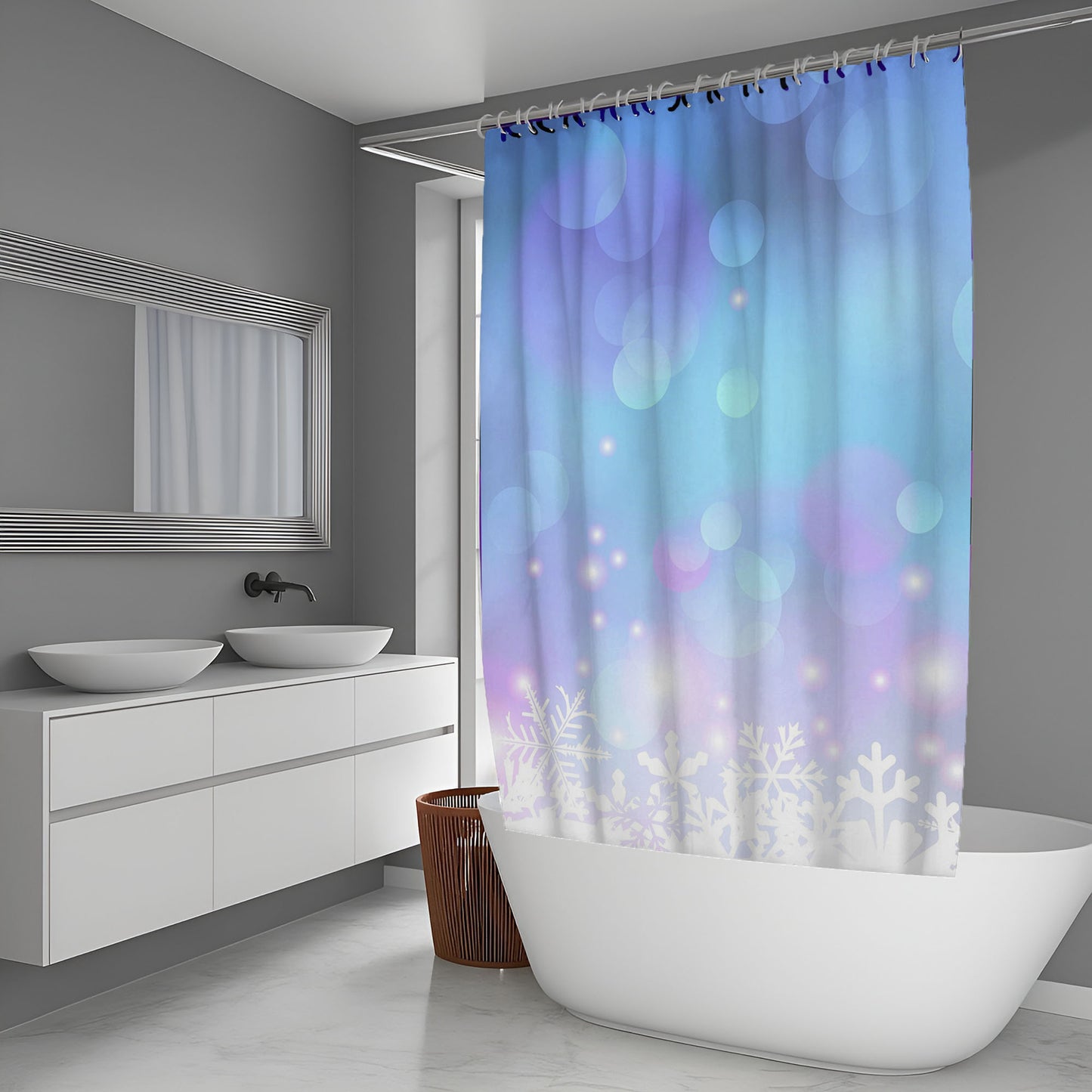 White Christmas And Bokeh Light Shower Curtain
