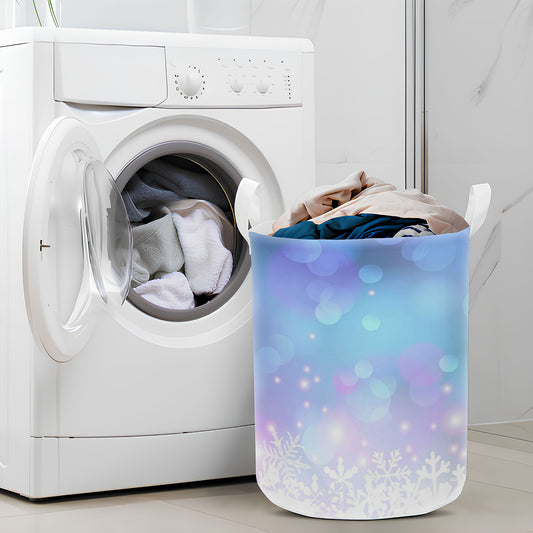 White Christmas And Bokeh Light Laundry Basket