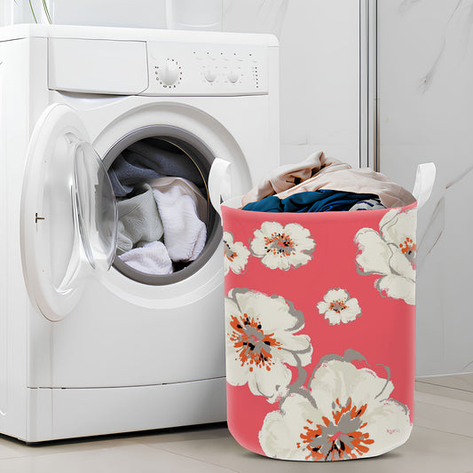 White Flower Pattern For Girl Laundry Basket