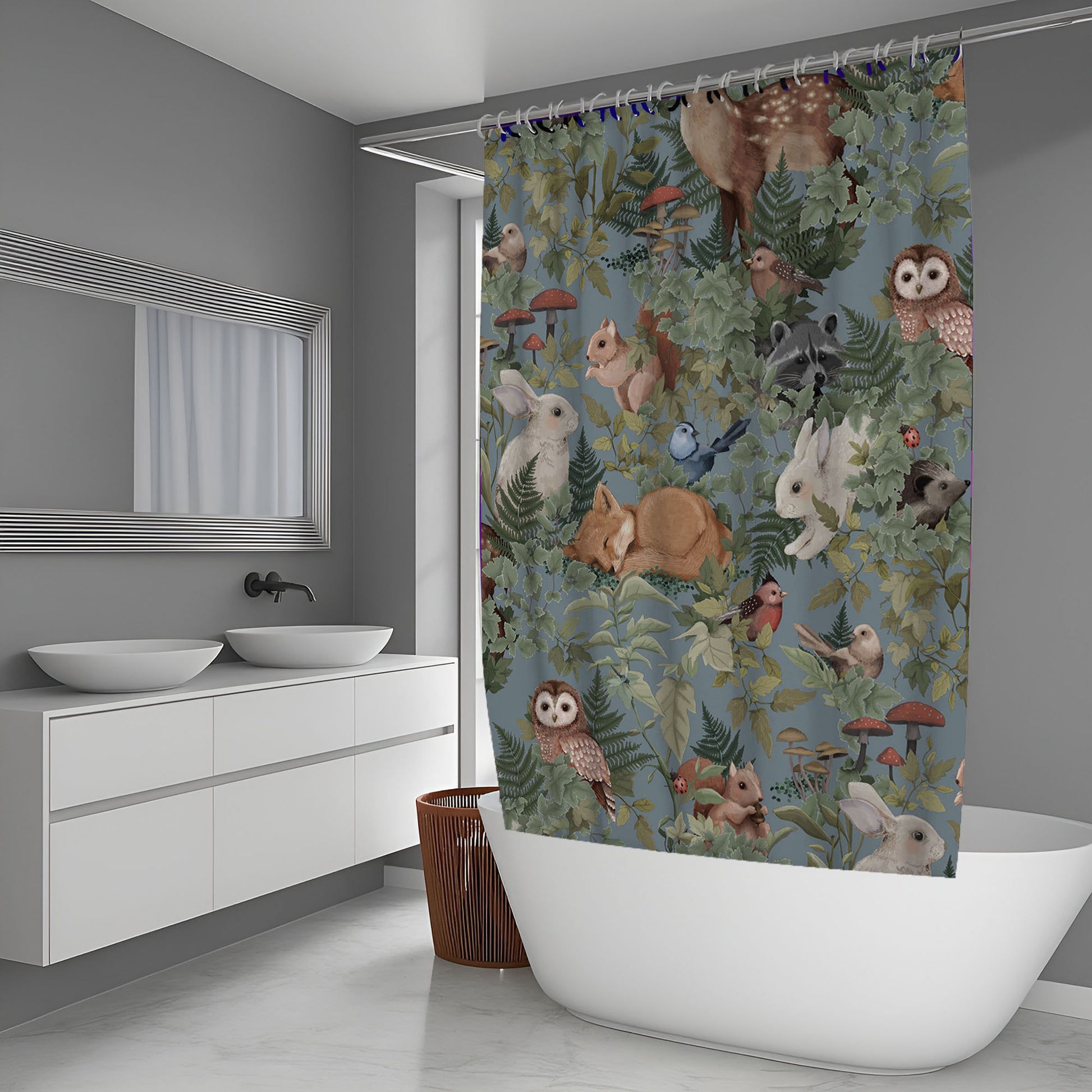 Woodlads Full Of Great Animals Shower Curtain