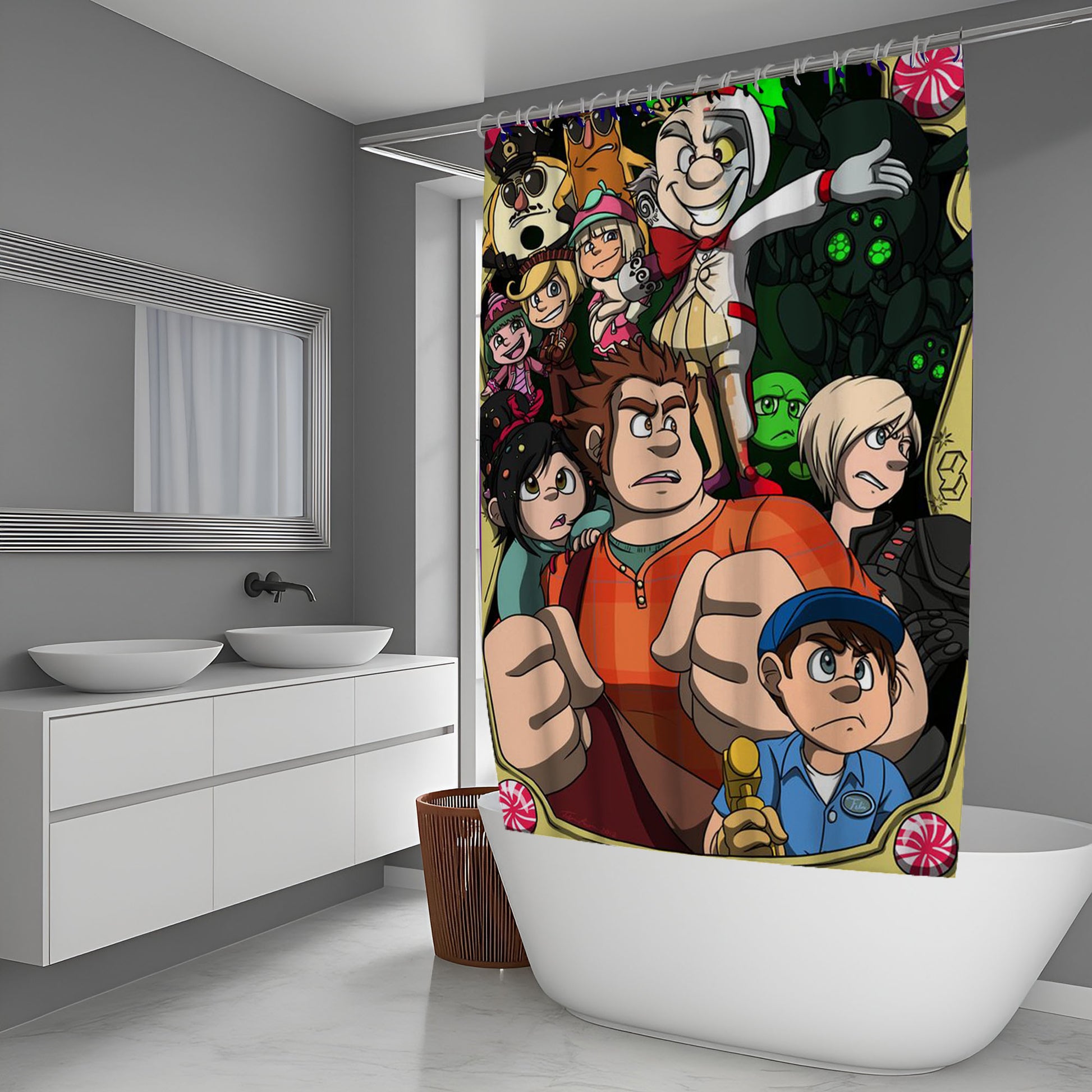 Wreck It Ralph Wallpaper Shower Curtain