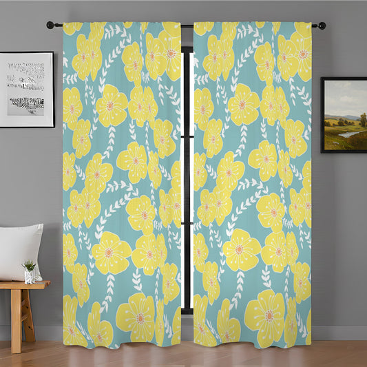 Yellow Folower Blossom Window Curtain