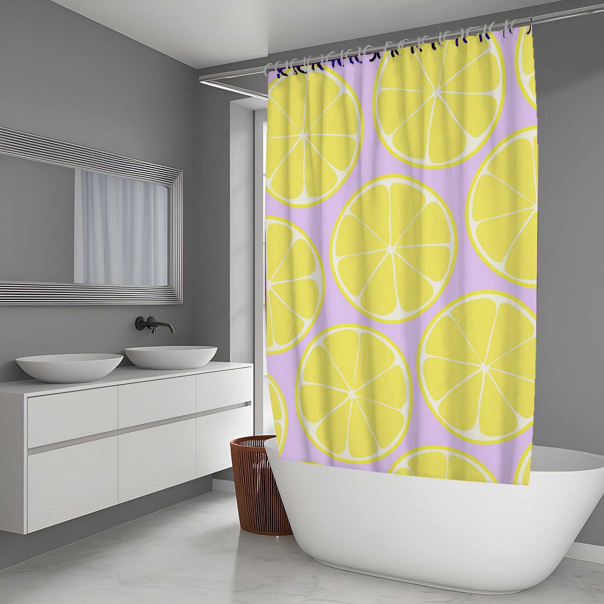 Yellow Lemon Fruit Shower Curtain