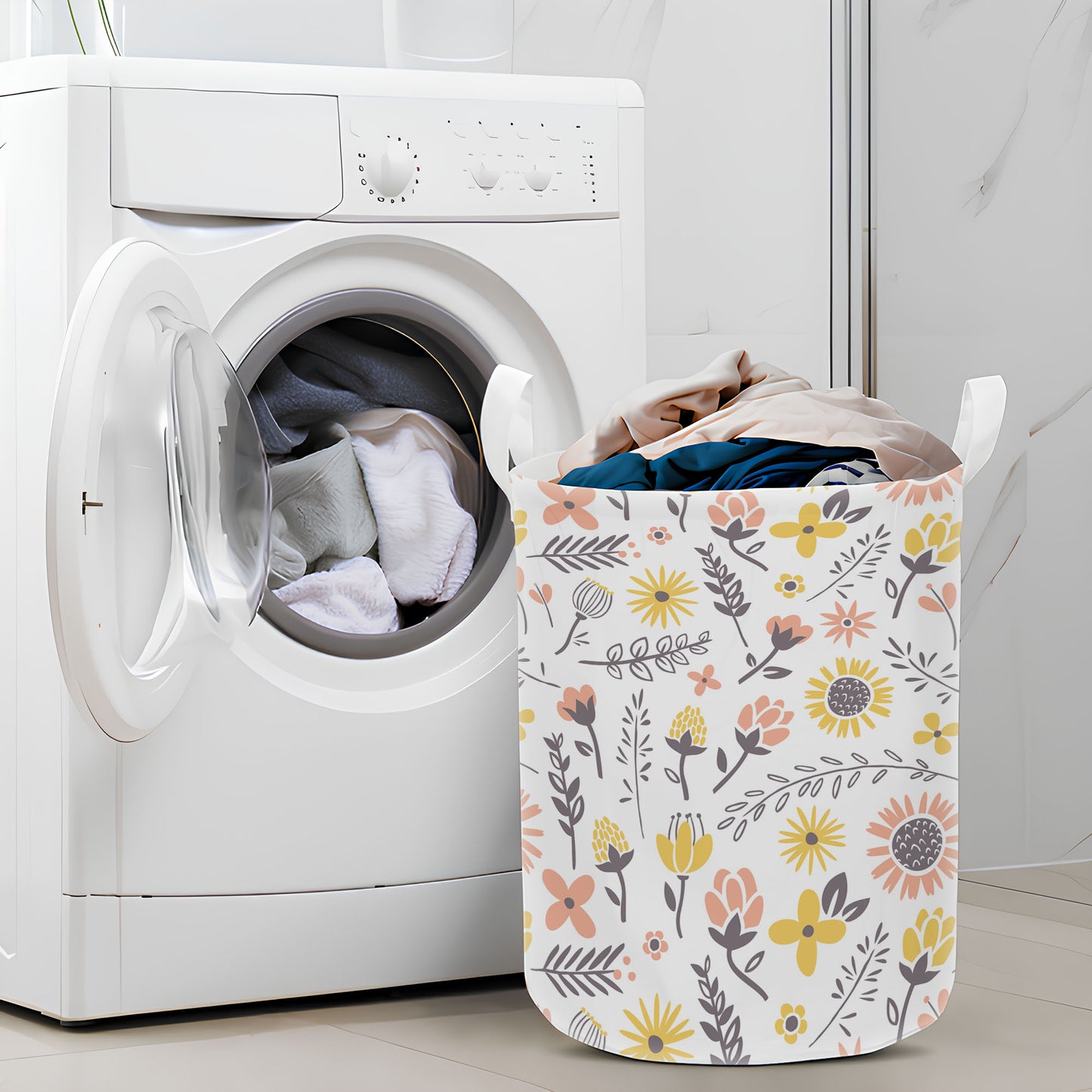 Yellow Shining Sunflower Laundry Basket