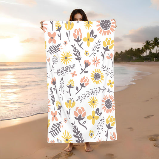 Yellow Shining Sunflower Beach Towel