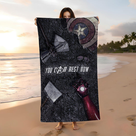 You Can Rest Now Iron Man Beach Towel