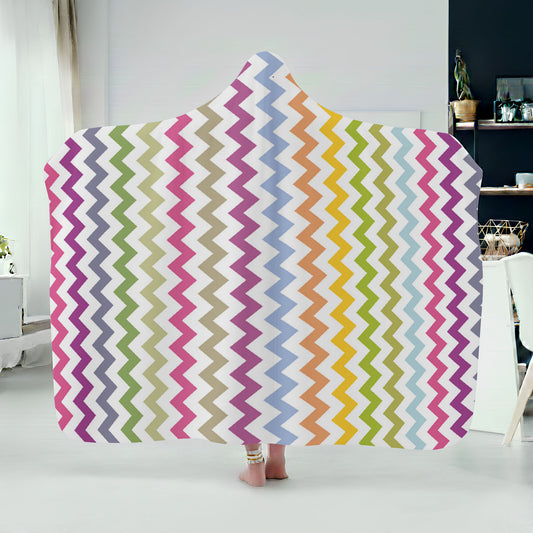 Zigzag Colorful Straight Lines Hoodie Blanket