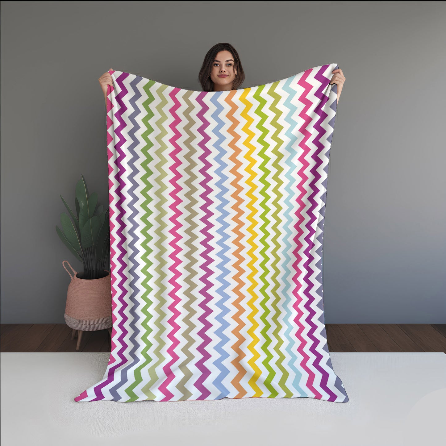 Zigzag Colorful Straight Lines Blanket