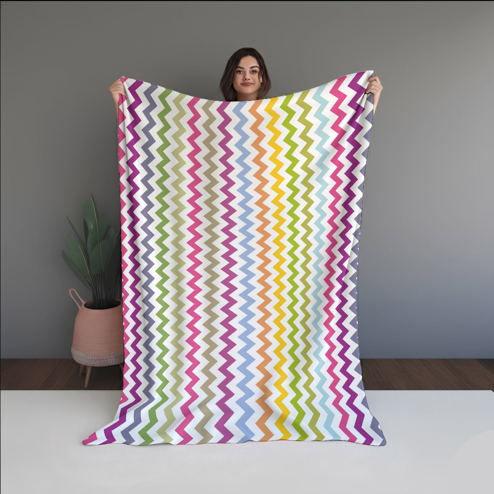 Zigzag Colorful Straight Lines Blanket